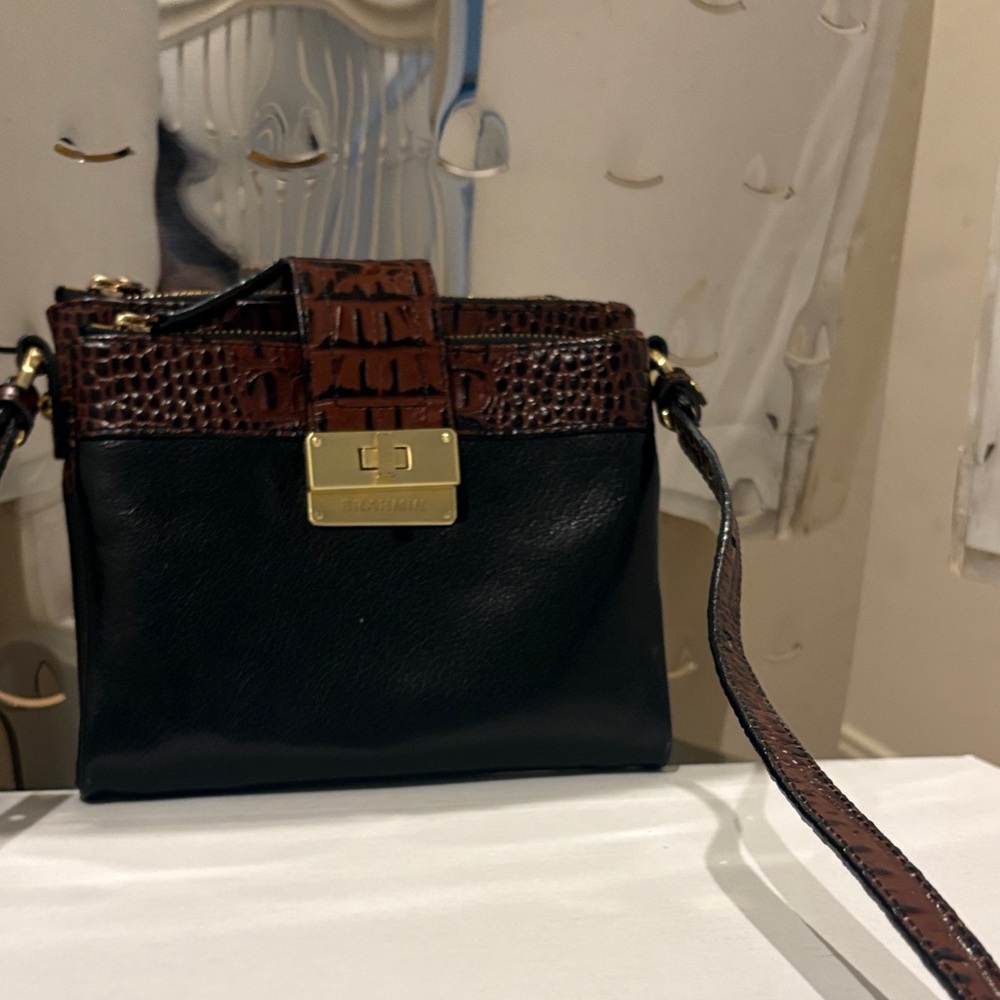 Brahmin Black and Brown Crossbody Bag